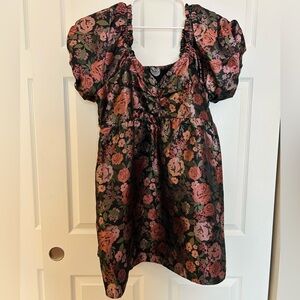 ARULA Floral Puff Sleeve Mini Dress